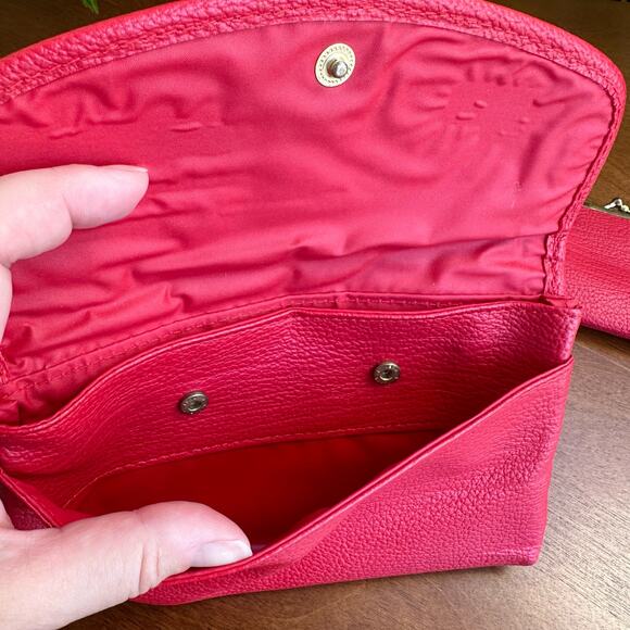 Vintage 1980s Red Leather Clutch Handbag with Attachable Coin Purse - Picture 4 of 9